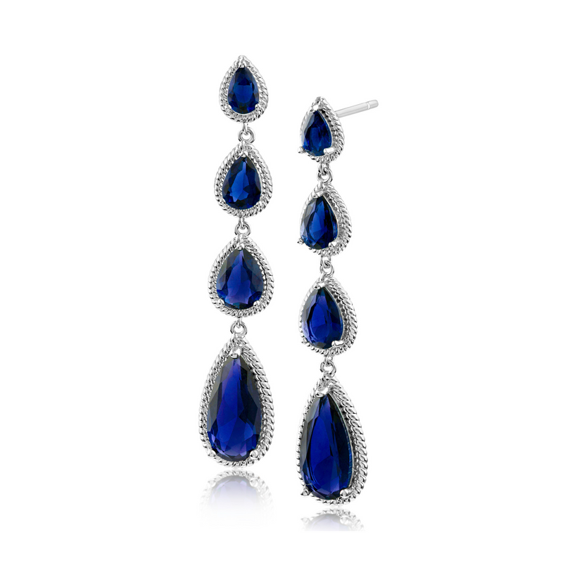 Blue Sapphire Pear Drop Earrings