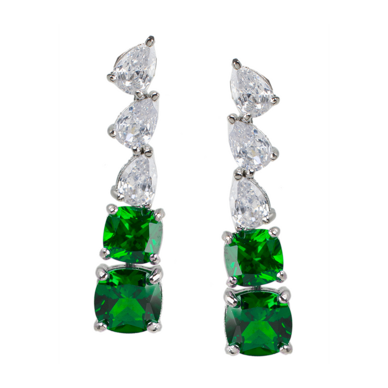 Emerald Graduated Linear Drop Earrings