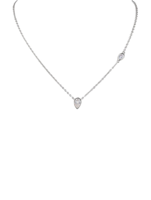 Pear Bezel Set Pendant Necklace