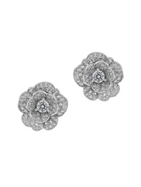 Pave Flower Clip On Earrings