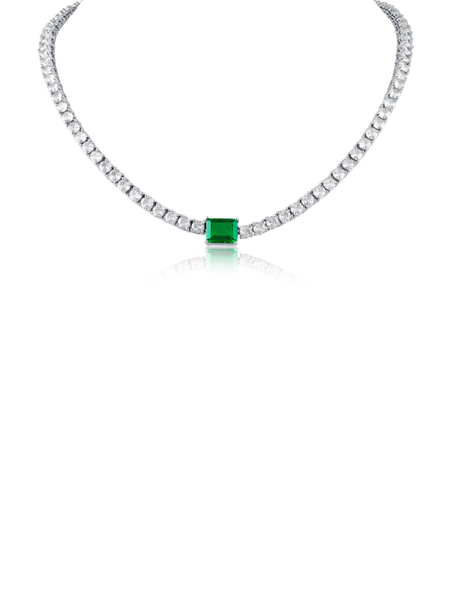 Emerald Center CZ Necklace