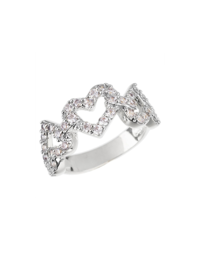 Interlocking Pave Hearts Band