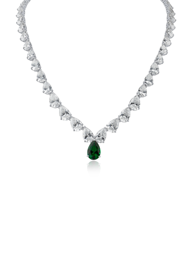 Pear CZ Statement Necklace