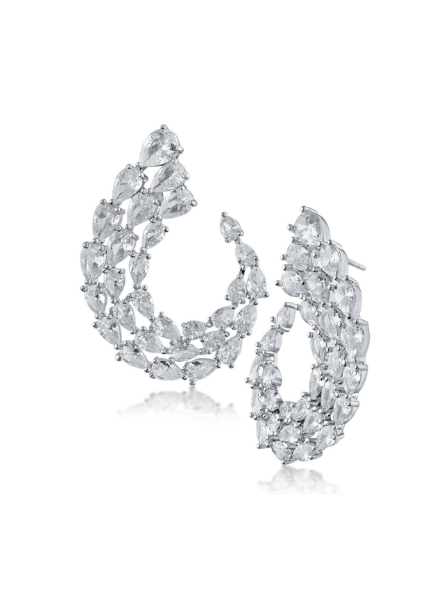 Pear CZ Swirl Earrings