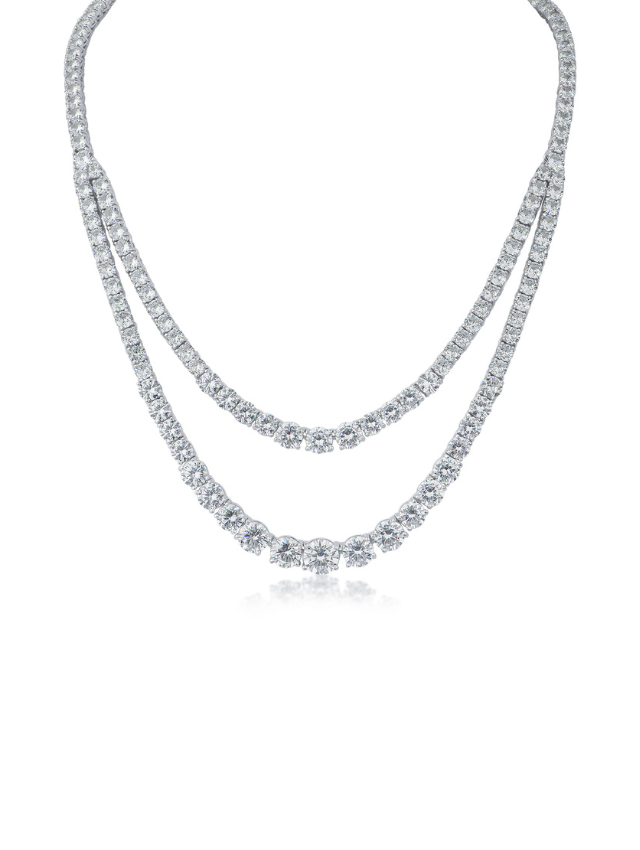 Round CZ Double Layered Necklace