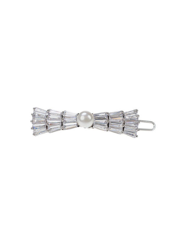 Baguette CZ and Glass Pearl Hair Pin