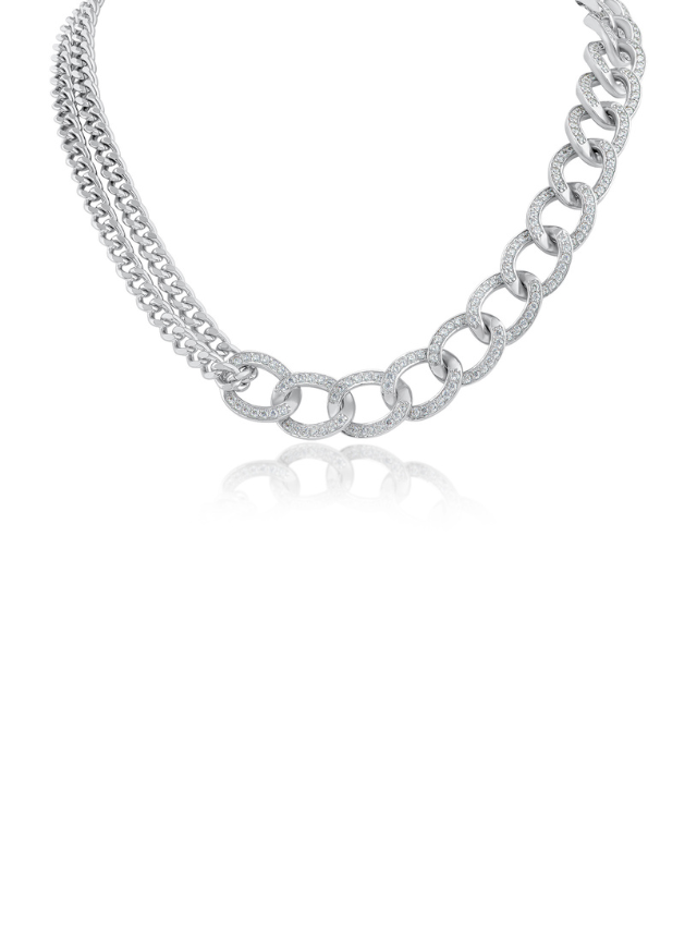 Interlocking Double Chain Necklace – CZ by Kenneth Jay Lane
