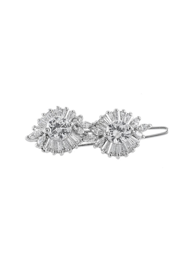 Double Round and Baguette CZ Hair Pin