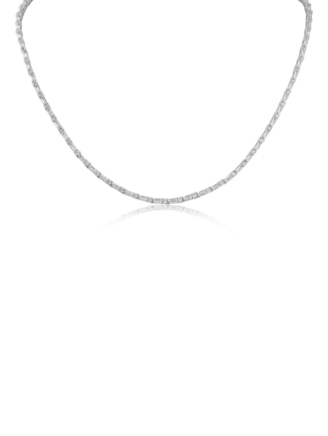 Thin Baguette CZ Tennis Necklace