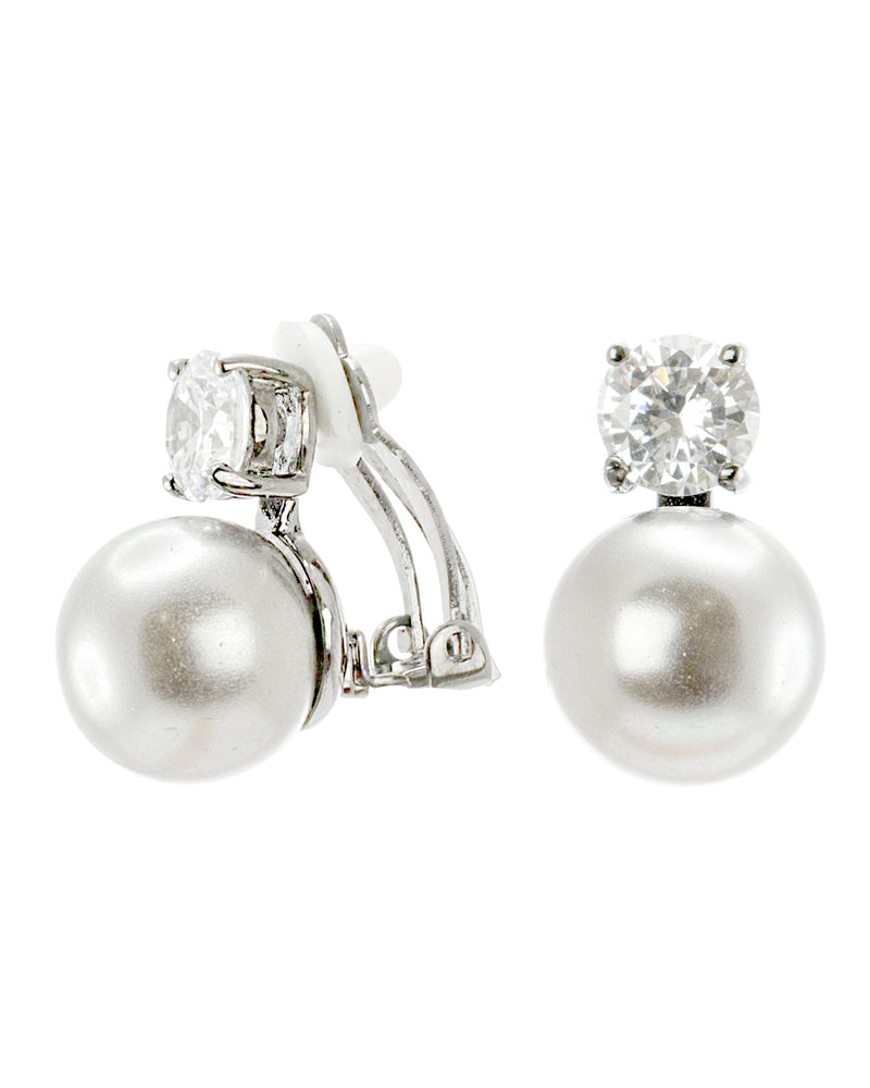 Round CZ and Pearl Earrings