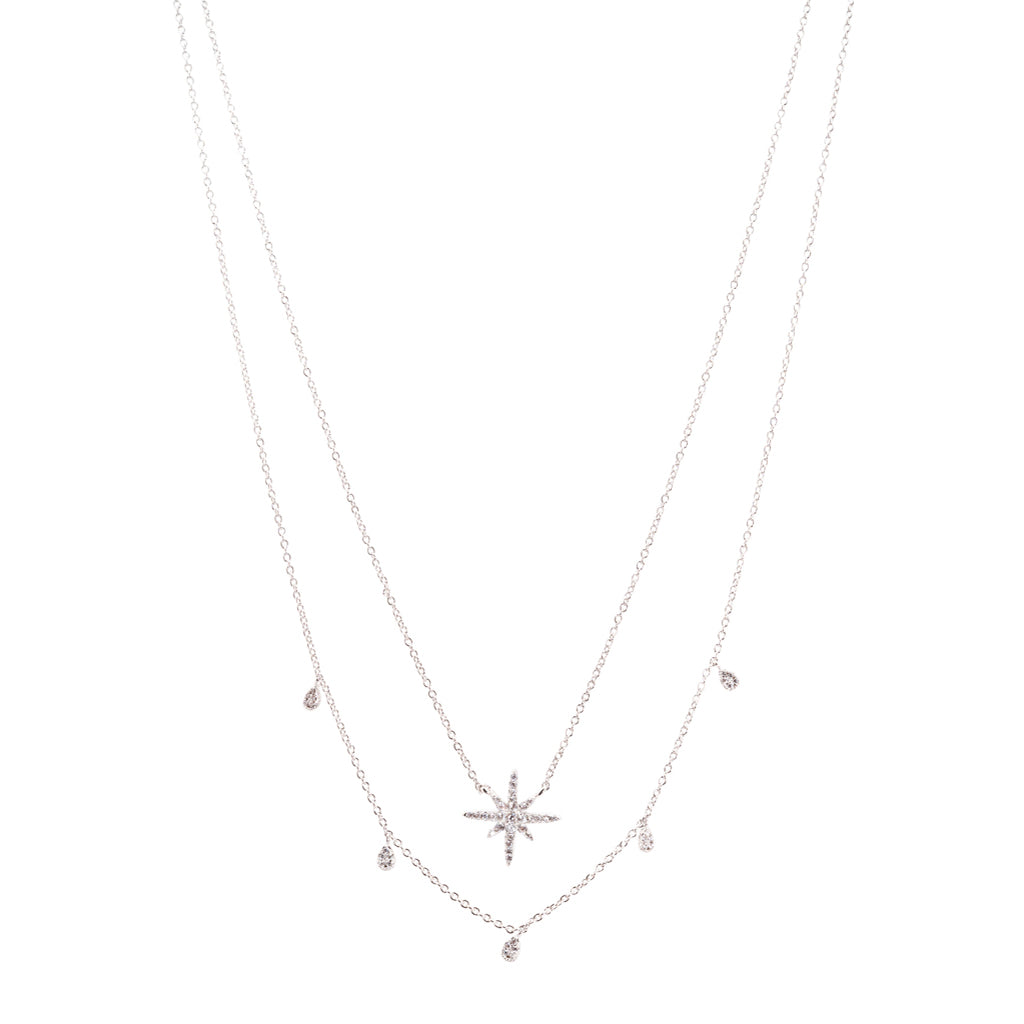 Double Row Star Drop Necklace