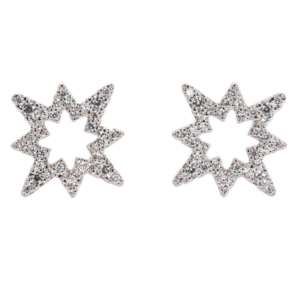 Open Pave 8 Point Star Earrings