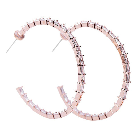 Singe CZ Hoop Earrings