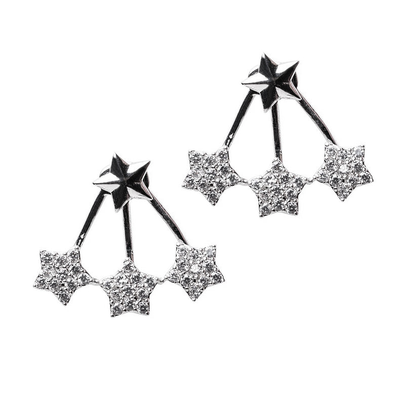 Triple Star Front to Back Earrings