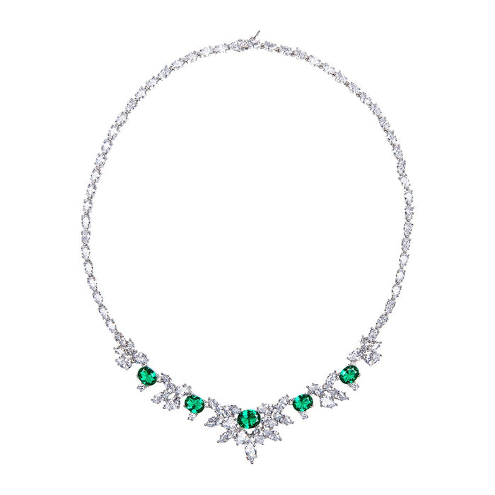 Emerald Multi Shaped Spiked Bib Necklace