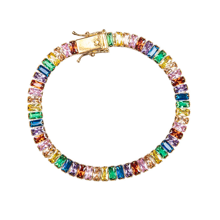 Multi Colored Emerald Cut Bracelet