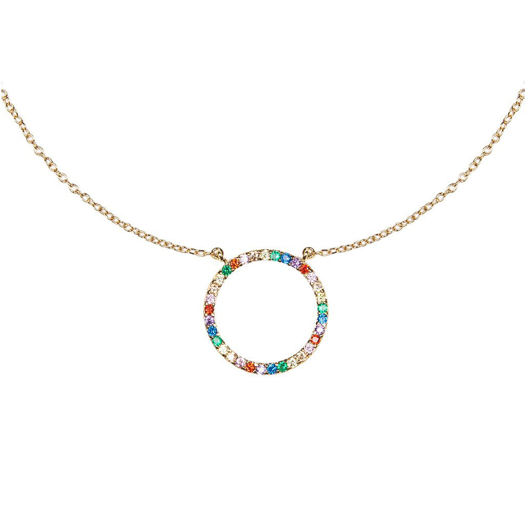 Pave Rainbow Circle Necklace