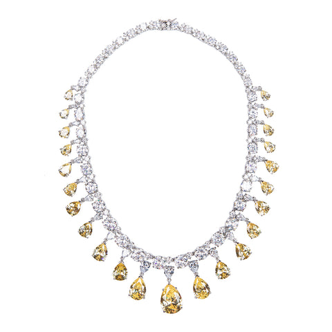 Canary Yellow Cluster Pear Drop Clip Earring