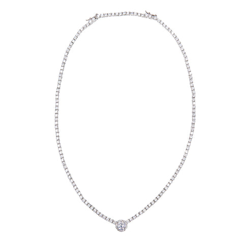 CZ and Chain Double Layered Necklace