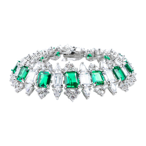 Multi Emerald Scattered Shaped Cuff Bracelet