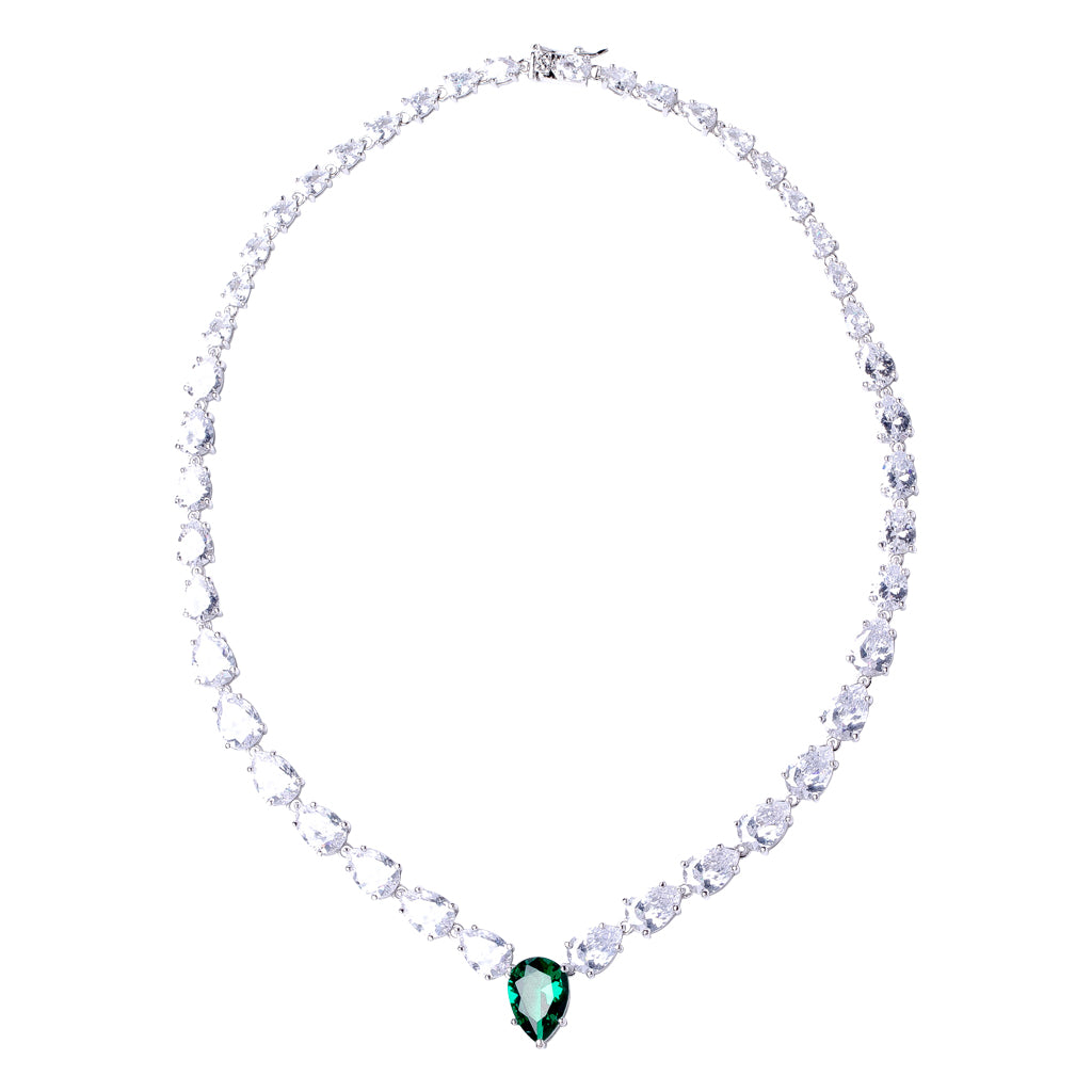 Graduated Emerald Pear Necklace
