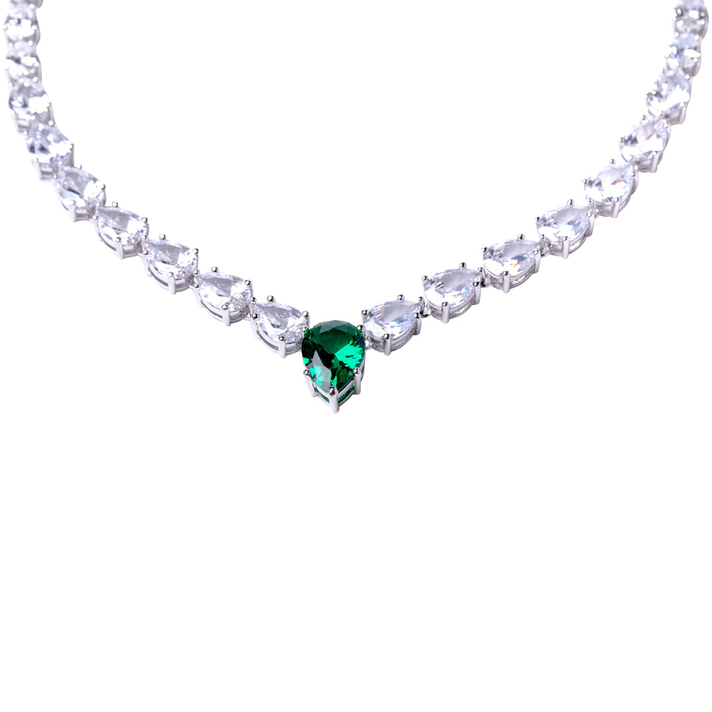 Graduated Emerald Pear Necklace