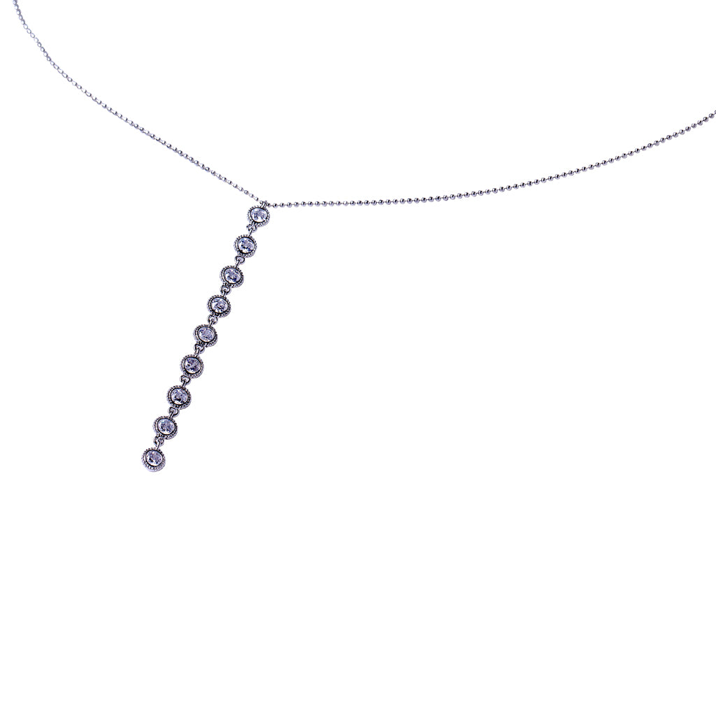Round Bezel Linear Drop Necklace