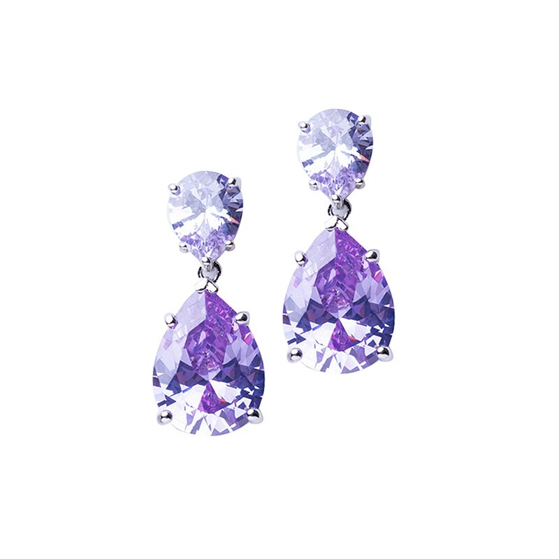 Lavender Double Pear Drop Earrings