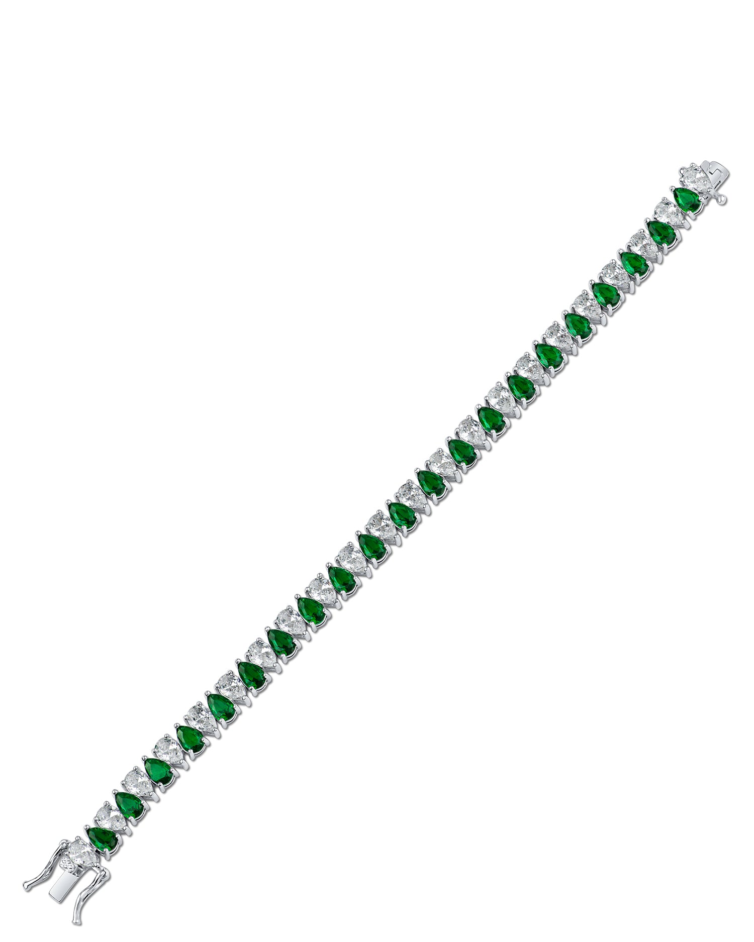 Emerald and Clear Alternating Pear CZ Bracelet