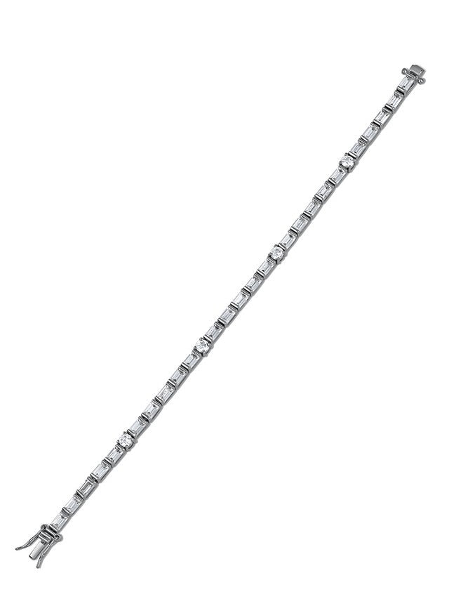 Baguette and Round Stone Tennis Bracelet