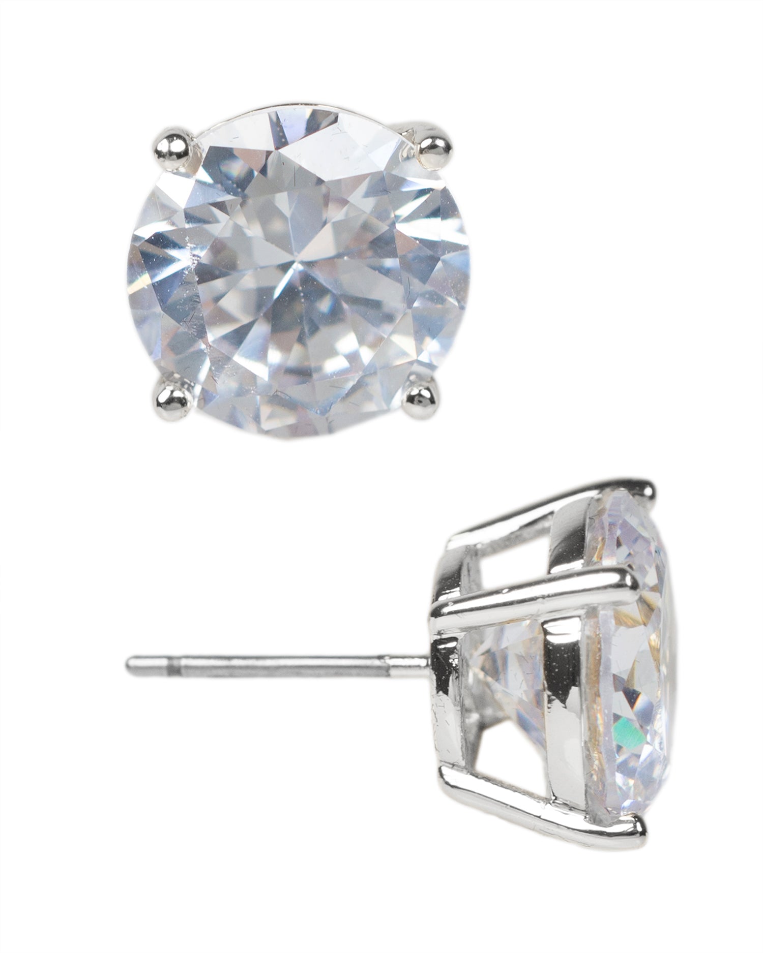 Large Round CZ Stud Earrings