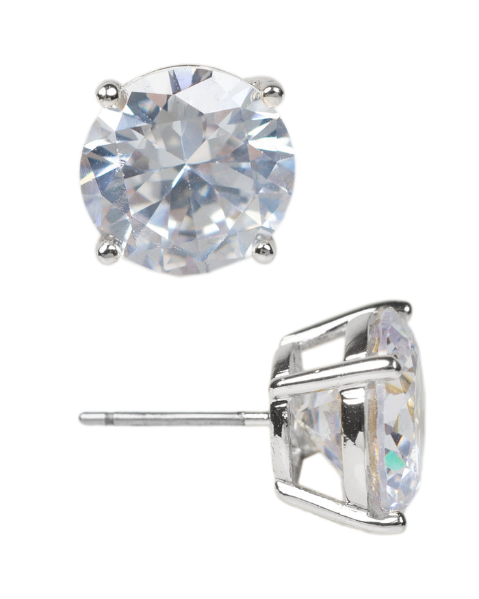 Large Round CZ Stud Earrings