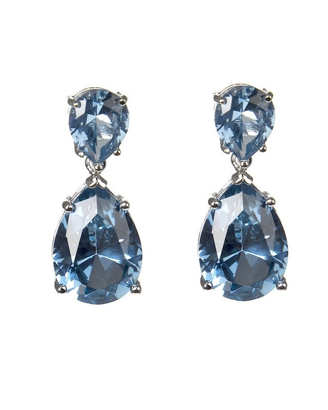 Aquamarine Double Pear Drop Earrings – CZ by Kenneth Jay Lane
