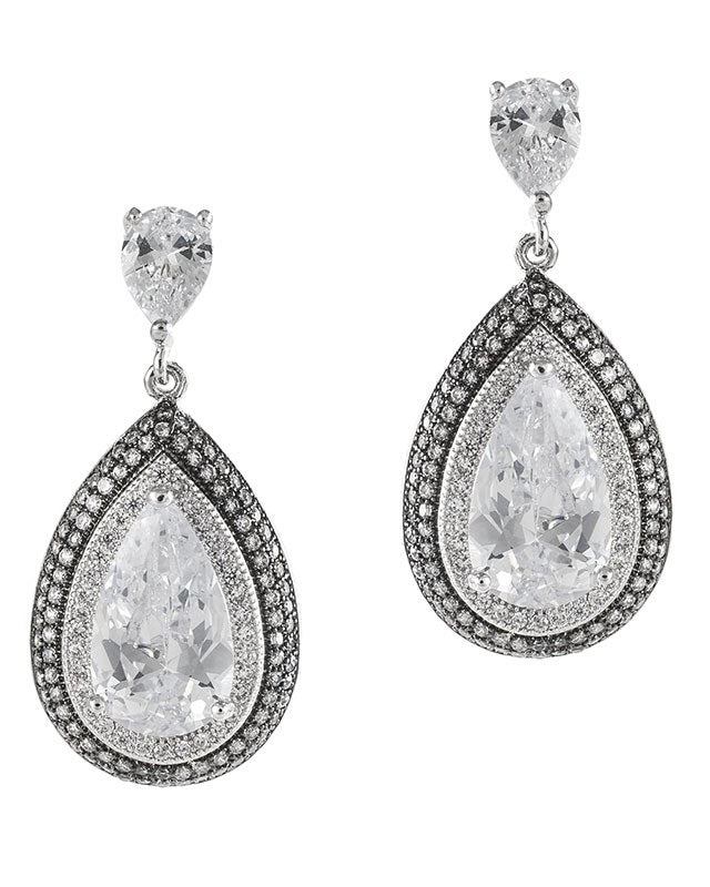 Double Pear CZ Earrings
