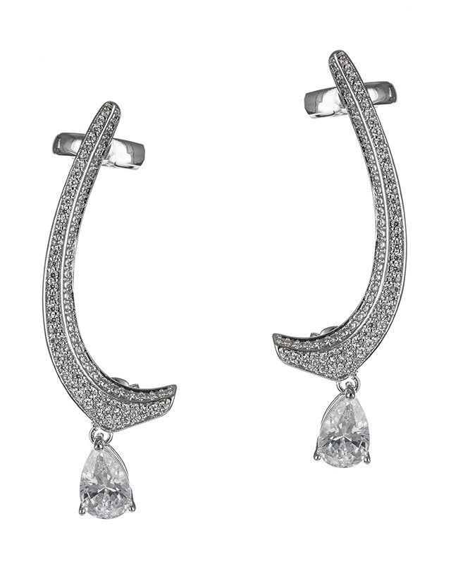 PAVE CURVED CRAWLER W/CZ PEAR DROPS