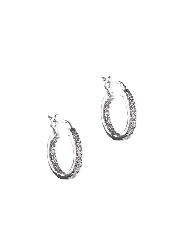 Single Row Diamond Simulant Mini Hoops