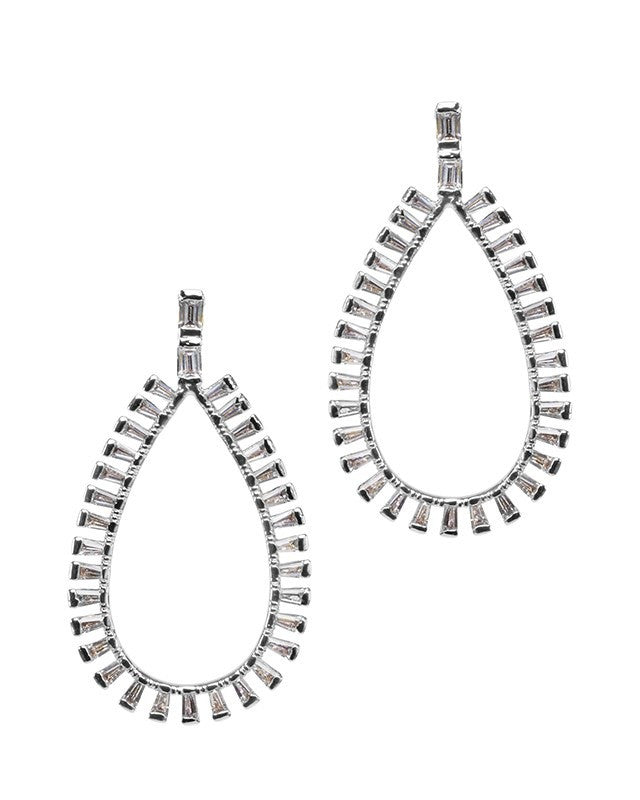 Baguette Open Teardrop Earrings