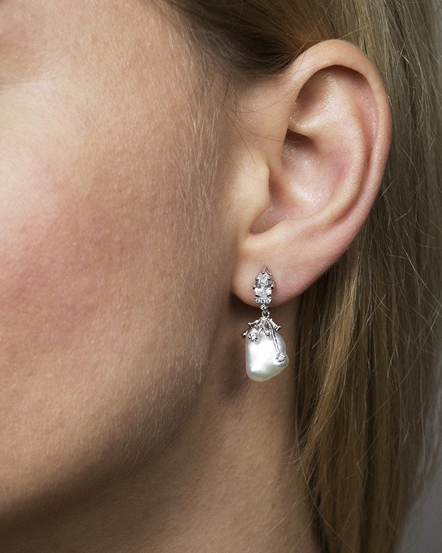 Pear and Freshwater Pearl Earrings