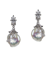 Pear and Freshwater Pearl Earrings