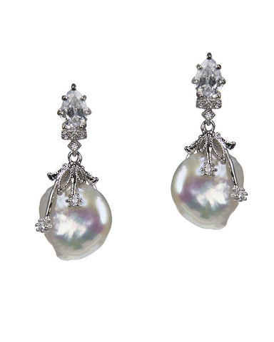 Pear and Round CZ Drop Earrings