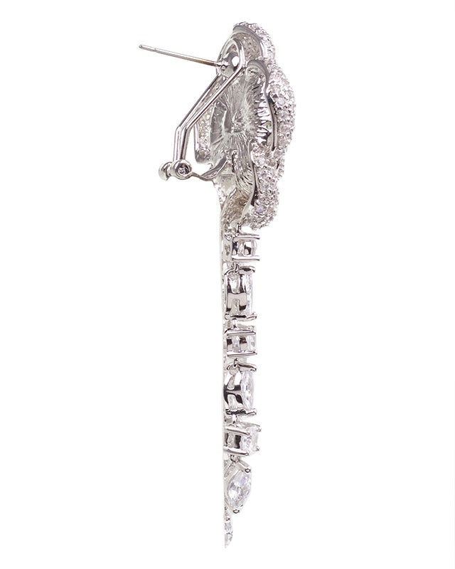 Pave CZ Floral Earrings