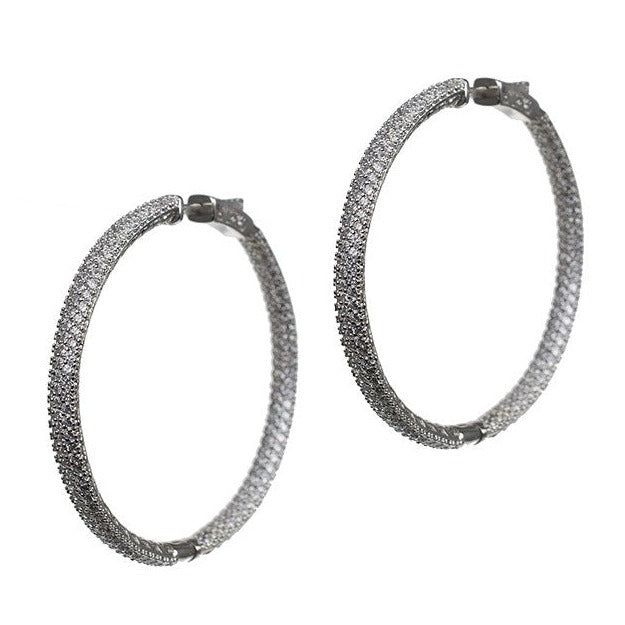 Glamorous Pave Hoop Earrings