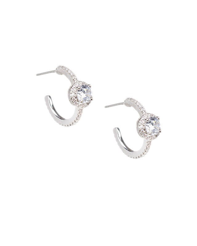 Pave CZ Huggie Hoop