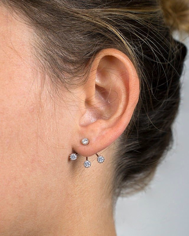 Round CZ Front to Back Earrings