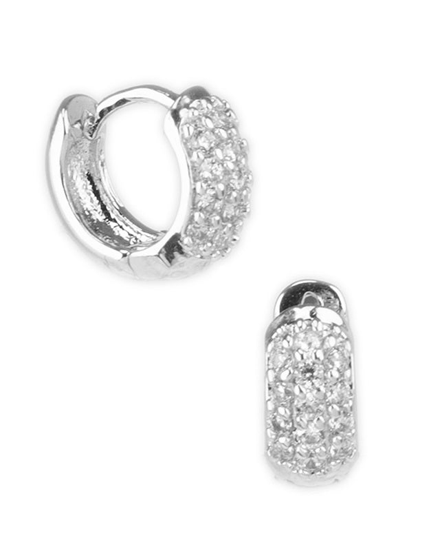 KIKICHIC | NYC | CZ Diamond Heart Pad Lock Tiny Huggies Hoops Earrings in Sterling Silver (925) in 18K Gold Plated Single