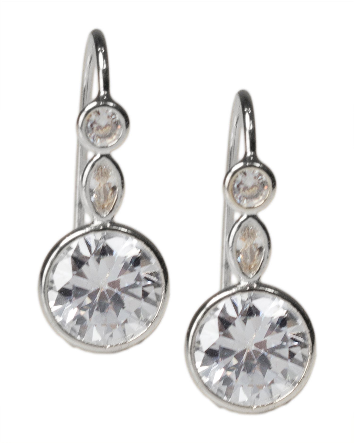 Round and Marquise CZ Wire Earrings