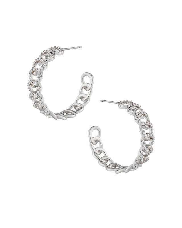 Pave Chain Hoop Earrings
