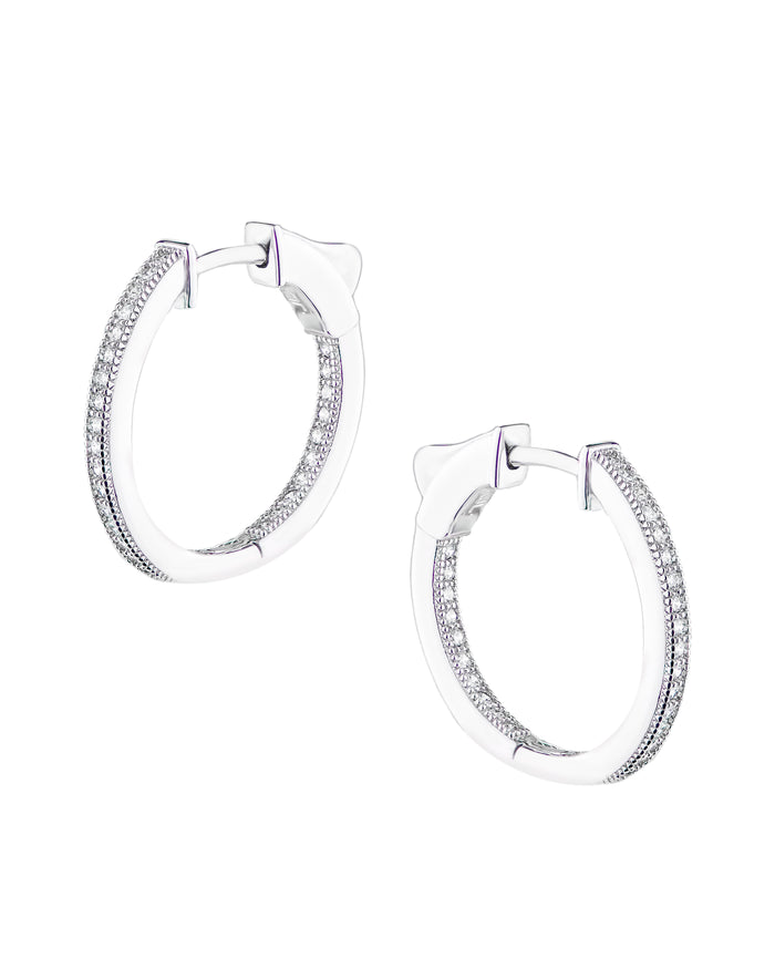 Round Pave Hoop Earrings