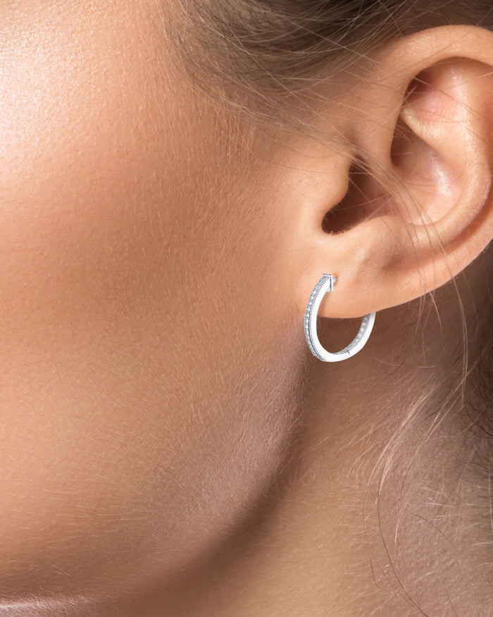 Round Pave Hoop Earrings