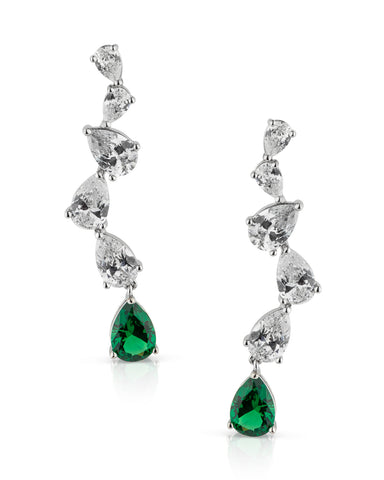 Pear and Round CZ Drop Earrings